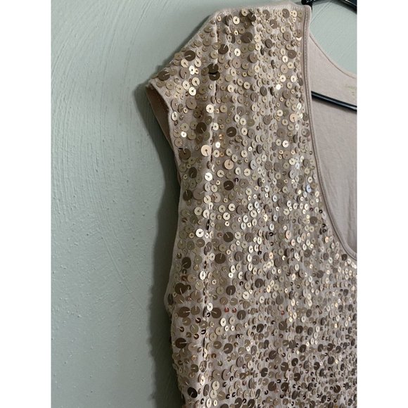 Garnet Hill Rose Gold Sequin Top Size Small Cocktail Party - Picture 4 of 7